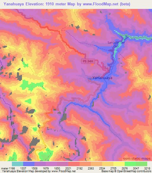 Yanahuaya,Peru Elevation Map