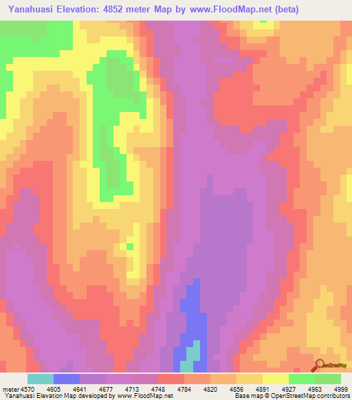 Yanahuasi,Peru Elevation Map