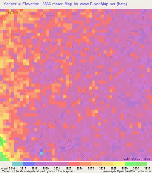 Yanacruz,Peru Elevation Map