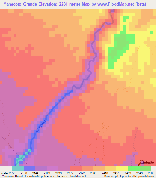 Yanacoto Grande,Peru Elevation Map