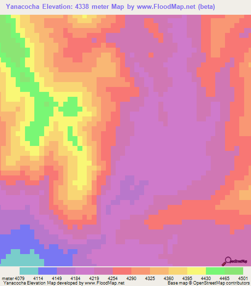 Yanacocha,Peru Elevation Map