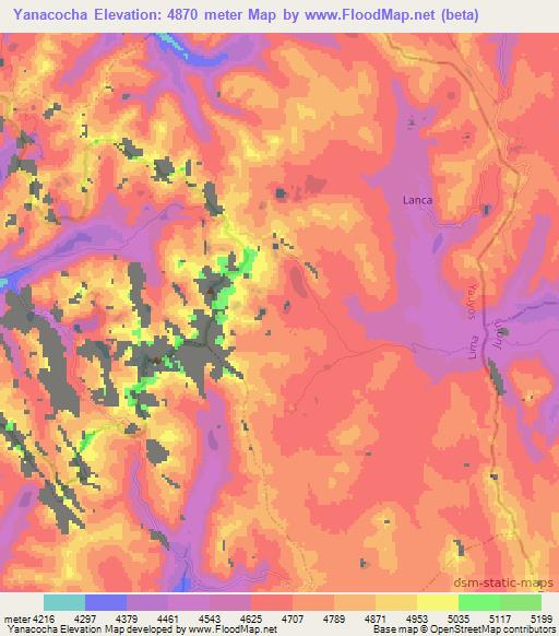 Yanacocha,Peru Elevation Map