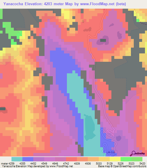 Yanacocha,Peru Elevation Map