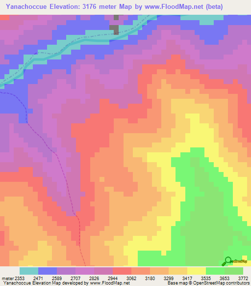 Yanachoccue,Peru Elevation Map