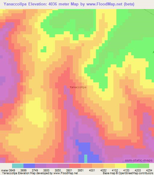 Yanaccollpa,Peru Elevation Map