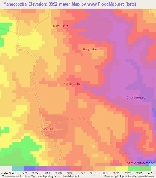 Yanaccocha,Peru Elevation Map