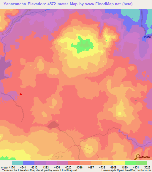 Yanacancha,Peru Elevation Map
