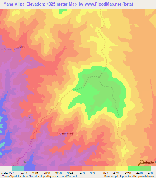 Yana Allpa,Peru Elevation Map