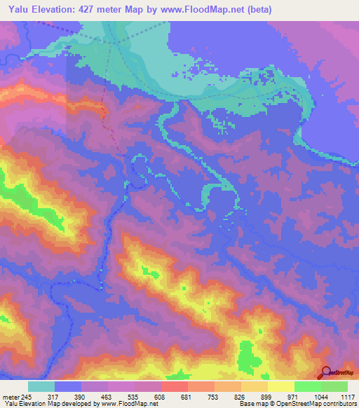 Yalu,Peru Elevation Map