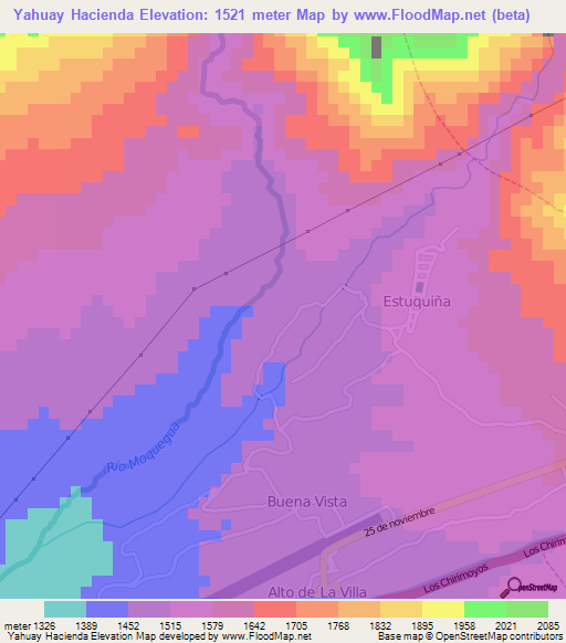 Yahuay Hacienda,Peru Elevation Map
