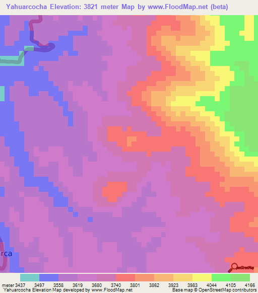Yahuarcocha,Peru Elevation Map