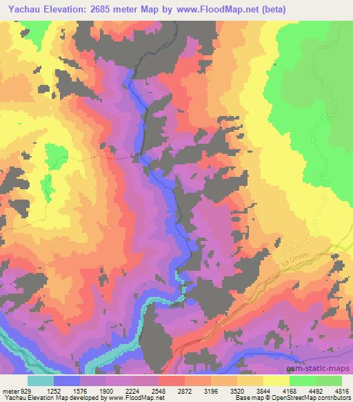 Yachau,Peru Elevation Map