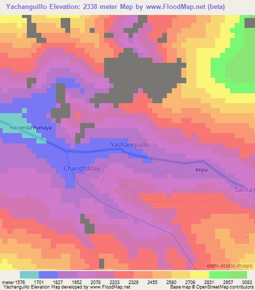Yachanguillo,Peru Elevation Map