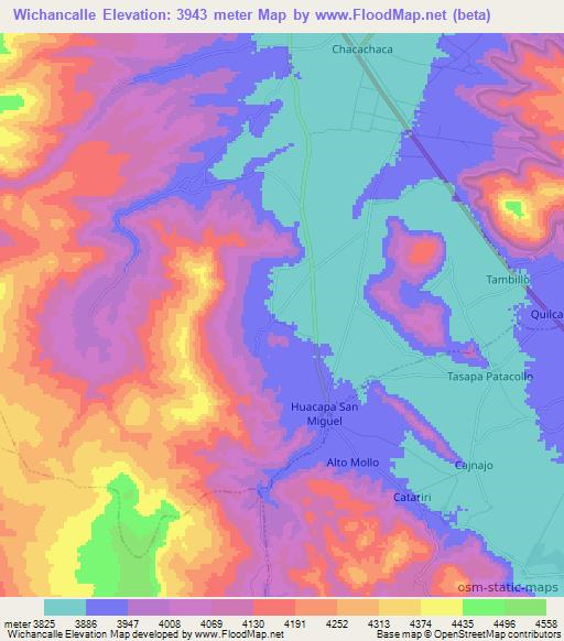 Wichancalle,Peru Elevation Map