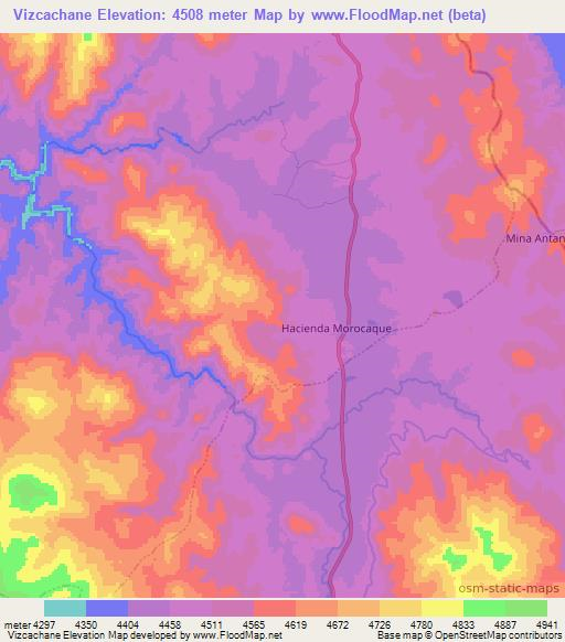 Vizcachane,Peru Elevation Map