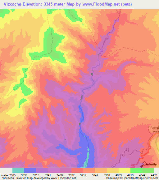 Vizcacha,Peru Elevation Map
