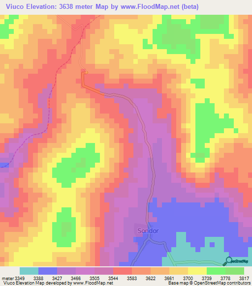 Viuco,Peru Elevation Map