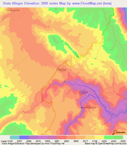 Vista Allegre,Peru Elevation Map