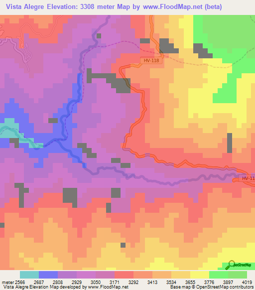 Vista Alegre,Peru Elevation Map