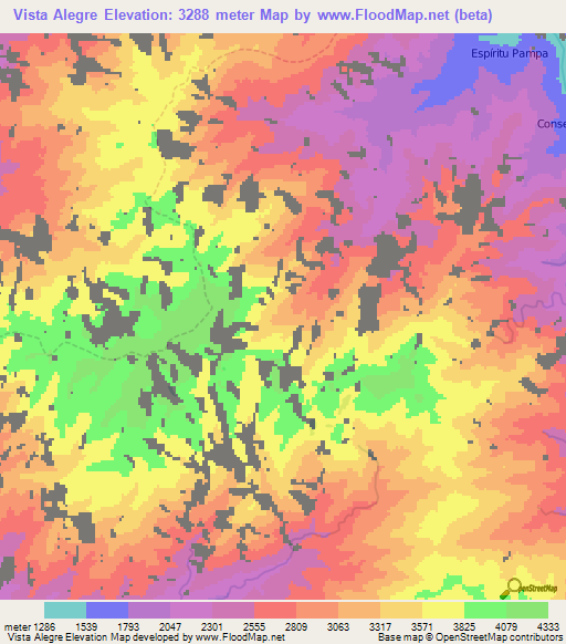 Vista Alegre,Peru Elevation Map