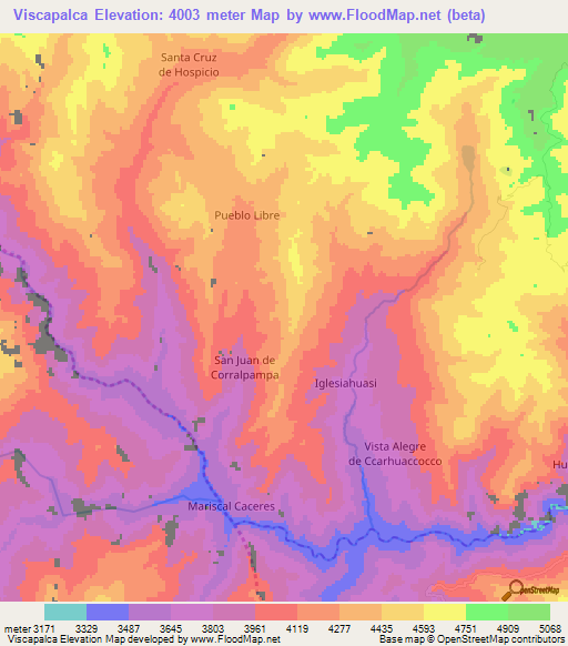 Viscapalca,Peru Elevation Map