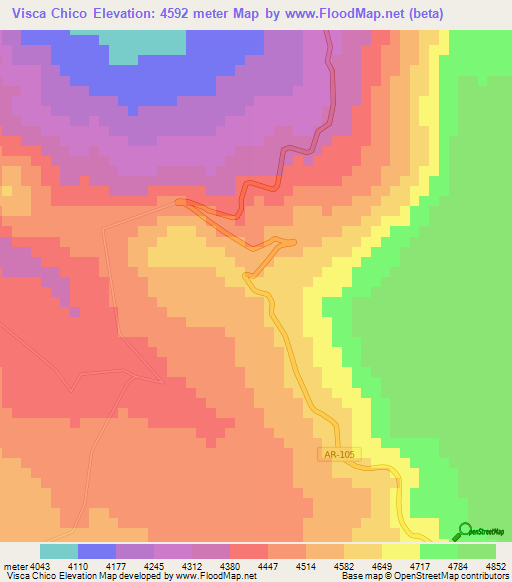 Visca Chico,Peru Elevation Map