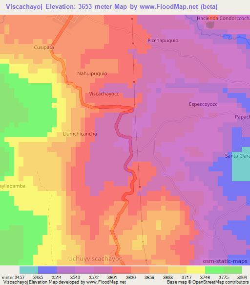 Viscachayoj,Peru Elevation Map