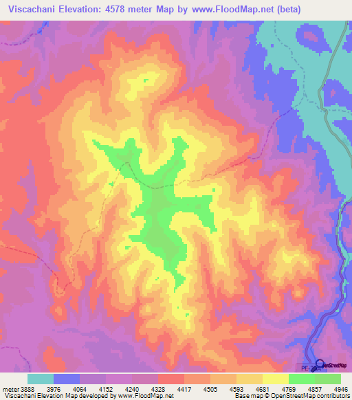 Viscachani,Peru Elevation Map