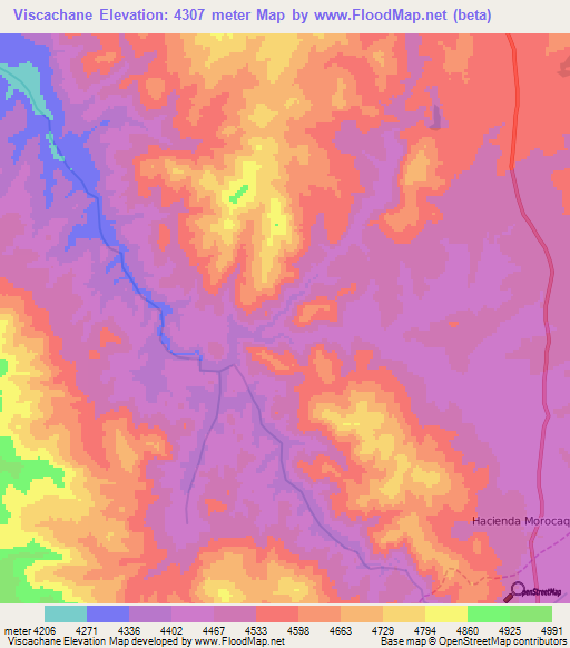 Viscachane,Peru Elevation Map