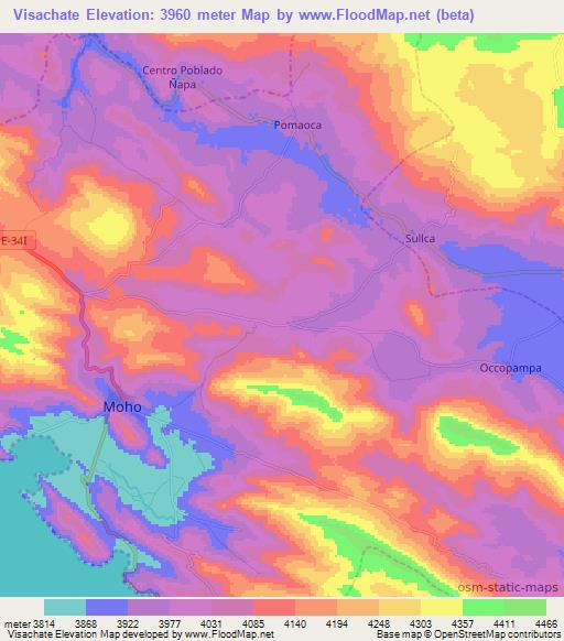 Visachate,Peru Elevation Map