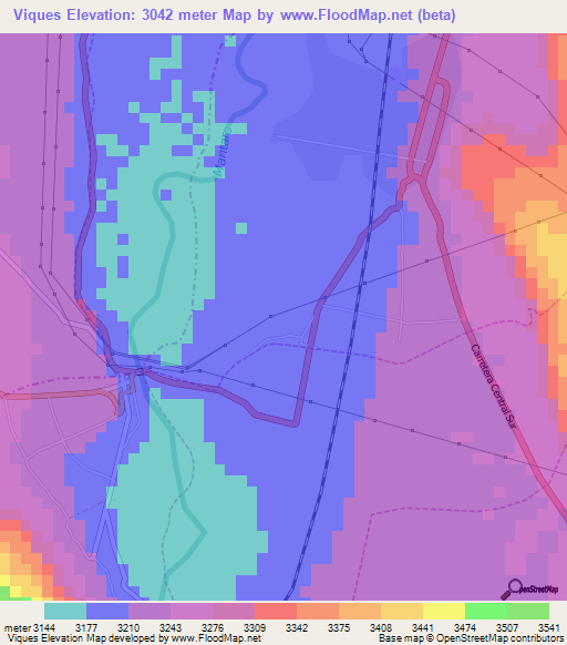 Viques,Peru Elevation Map