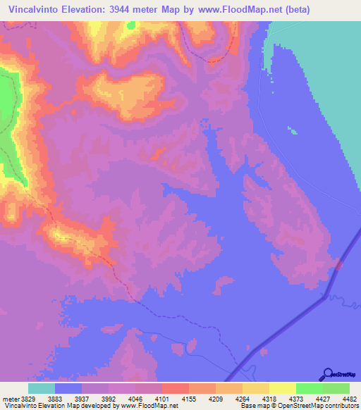 Vincalvinto,Peru Elevation Map