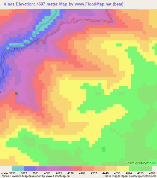 Vinas,Peru Elevation Map