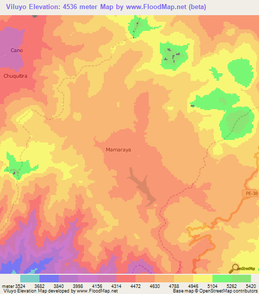 Viluyo,Peru Elevation Map