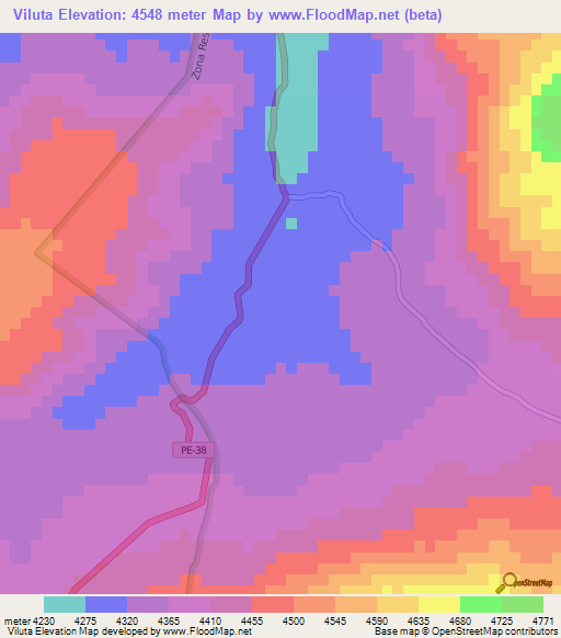 Viluta,Peru Elevation Map