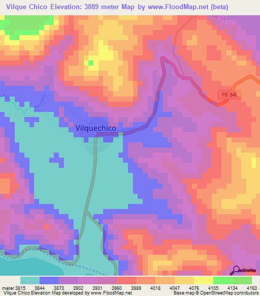 Vilque Chico,Peru Elevation Map