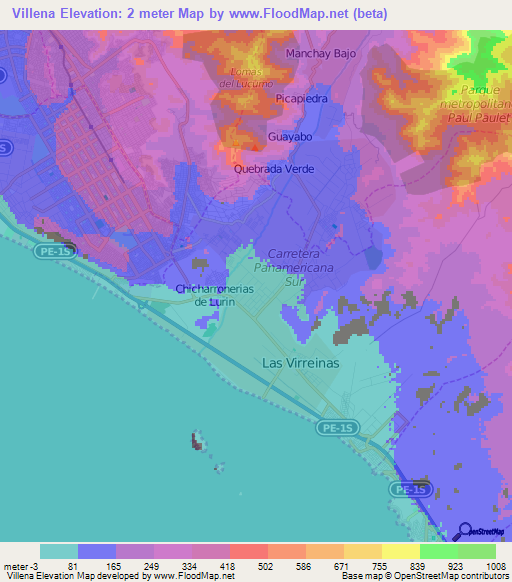 Villena,Peru Elevation Map