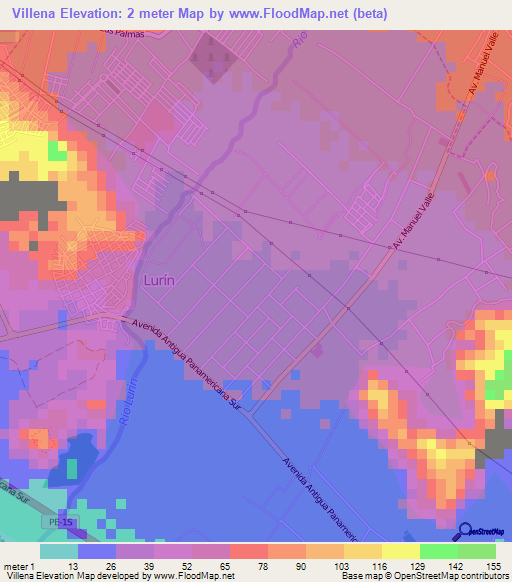 Villena,Peru Elevation Map