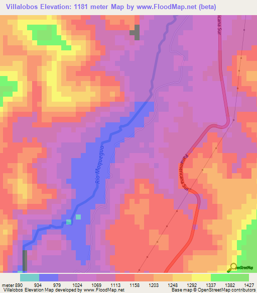 Villalobos,Peru Elevation Map