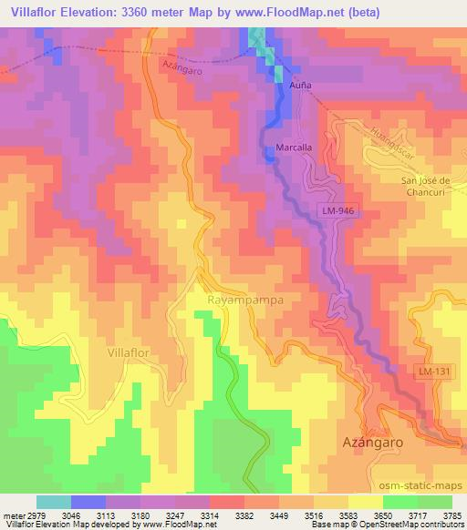Villaflor,Peru Elevation Map