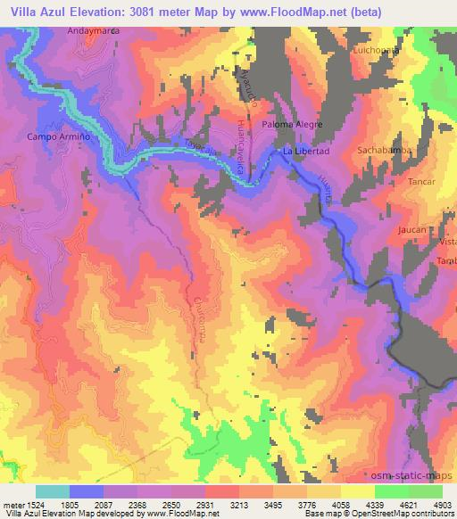 Villa Azul,Peru Elevation Map