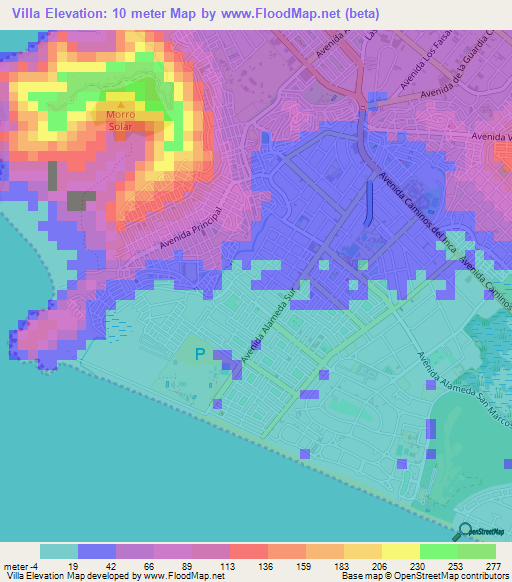Villa,Peru Elevation Map