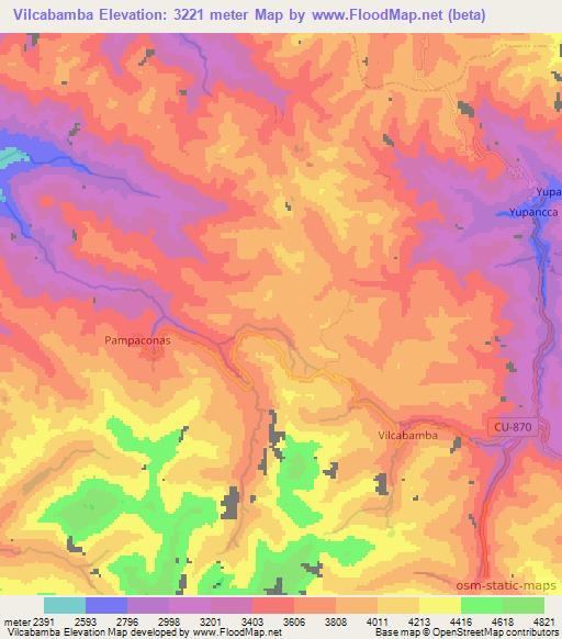 Vilcabamba,Peru Elevation Map
