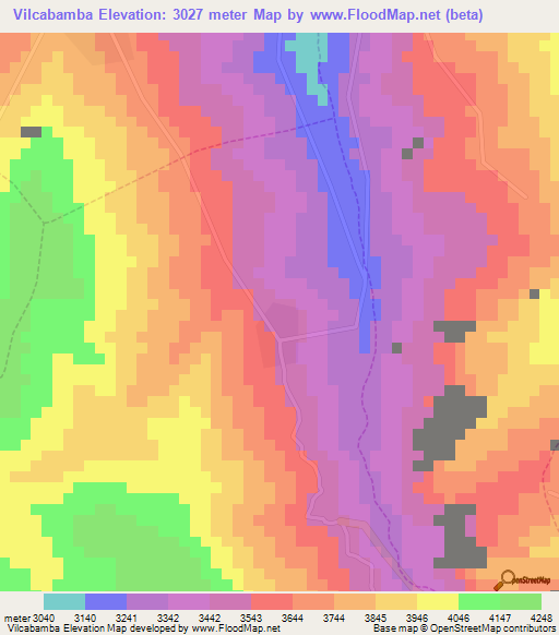 Vilcabamba,Peru Elevation Map