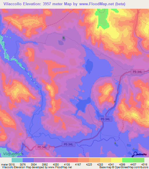 Vilaccollo,Peru Elevation Map