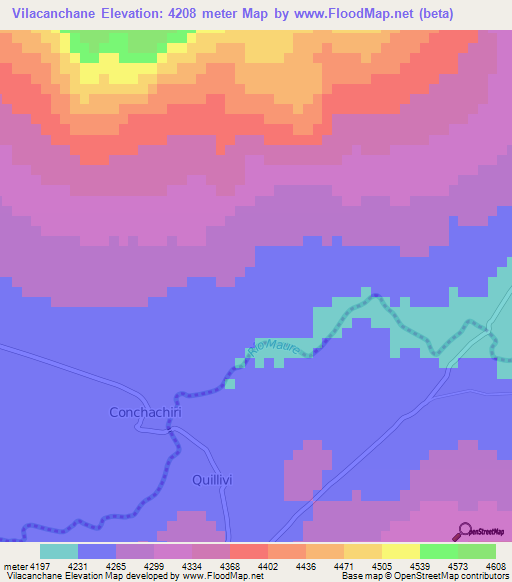 Vilacanchane,Peru Elevation Map