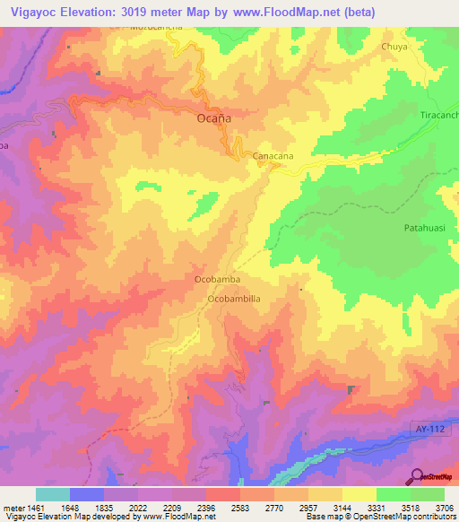 Vigayoc,Peru Elevation Map