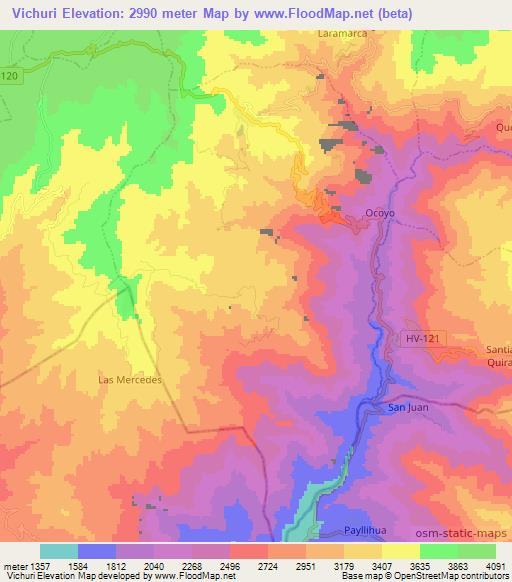 Vichuri,Peru Elevation Map