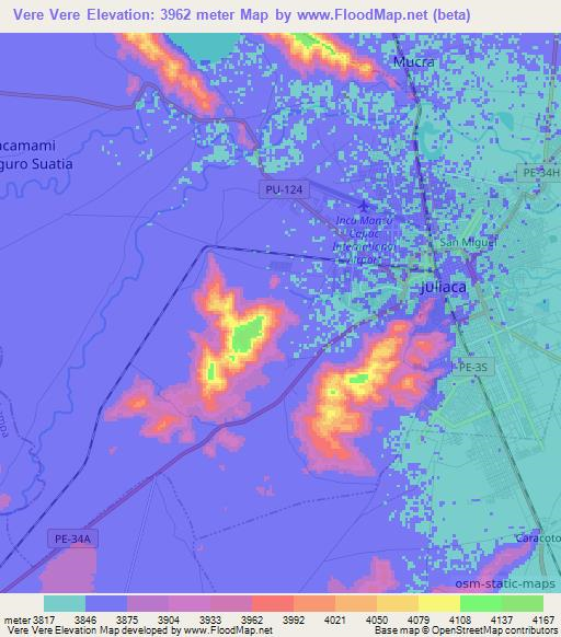 Vere Vere,Peru Elevation Map