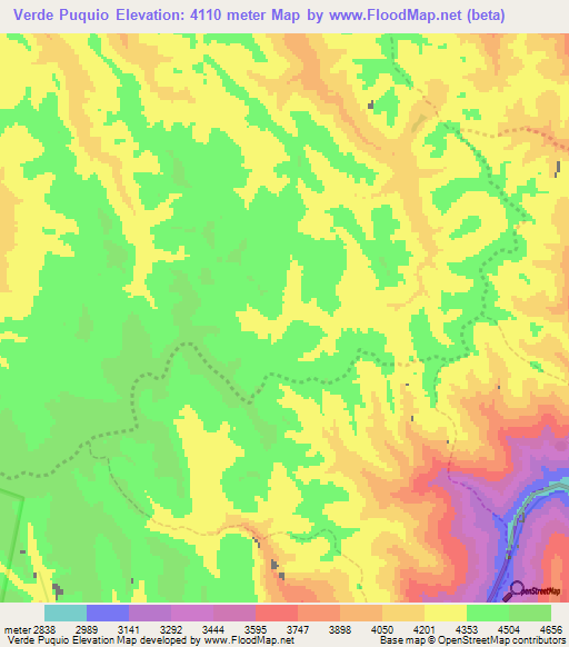 Verde Puquio,Peru Elevation Map